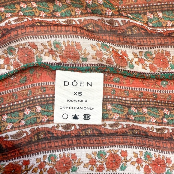 DÔEN Marlanna Silk Chiffon Boho Maxi Dress, Brown/Orange, Size XS, NWT - Picture 12 of 15